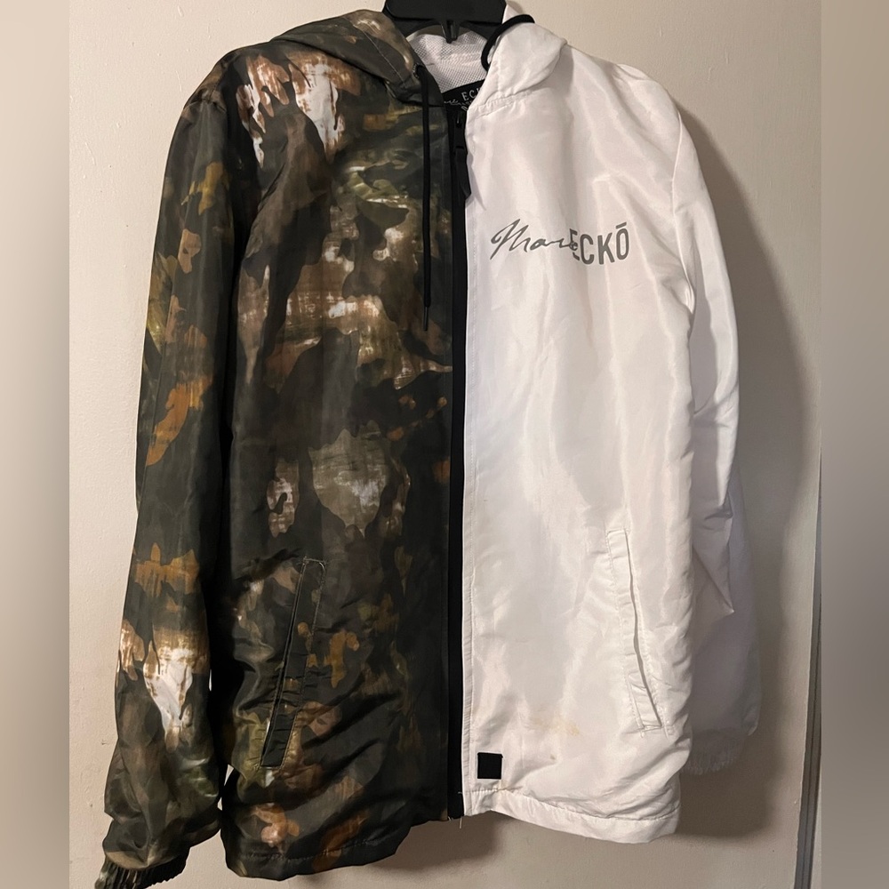 Marc Ecko Camo and White Hooded Jacket